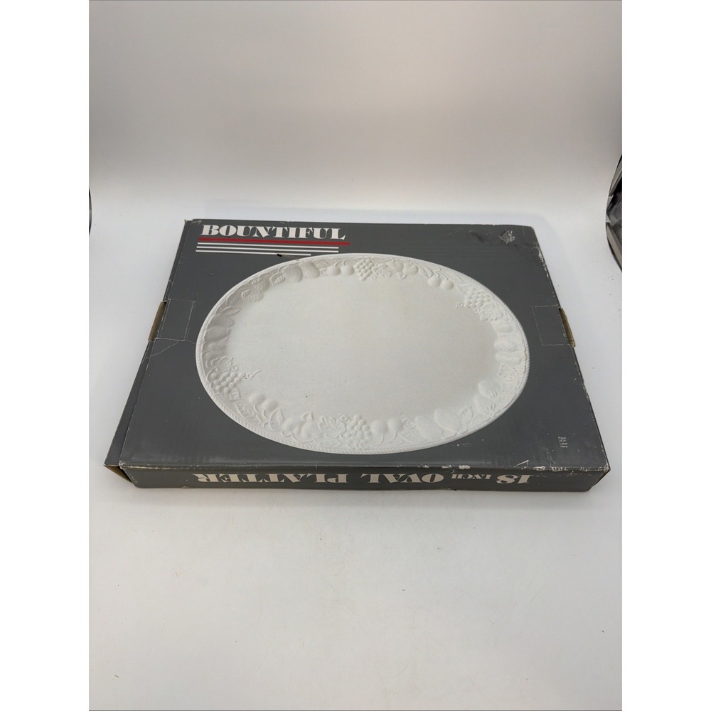 Bountiful white 18-inch embossed oval platter